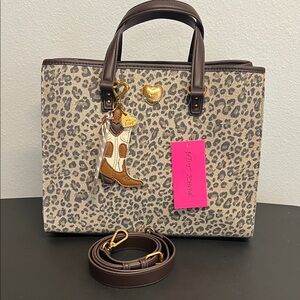 Betsey Johnson | Leopard Tote w/ Bag Charm & Crossbody Strap